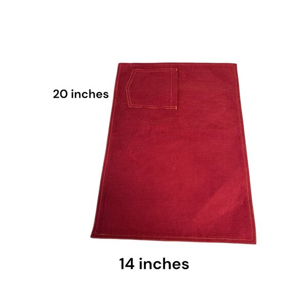 Red Corduroy Placemats Set Of 4 With Pocket - Picture 5 of 5